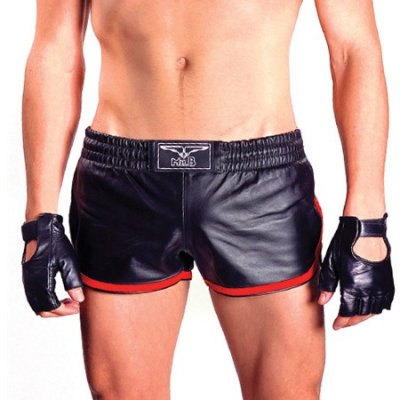 Leather Sport Shorts Red Stripe