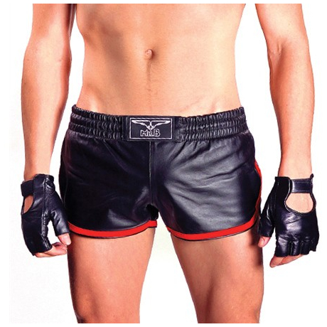 Mister B Leather Sport Shorts Red Stripe