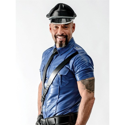 Police Shirt Blue - Sheep Skin Leather - kožená policejní košile
