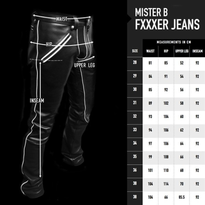 Mister B Leather FXXXer Jeans Black-Grey - kožené kalhoty