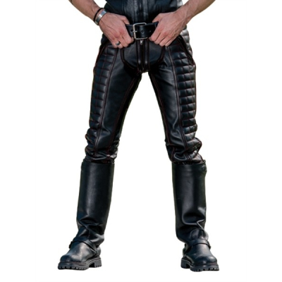 Mister B Leather Indicator Jeans Black Stitching-Piping  - kožené kalhoty