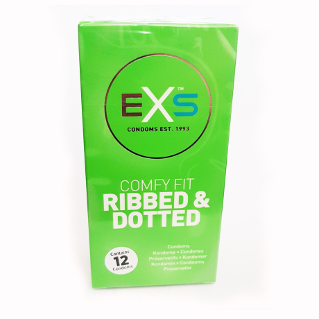 EXS Comfy Fit Ribbed and Dotted Condoms  -12 pcs pack