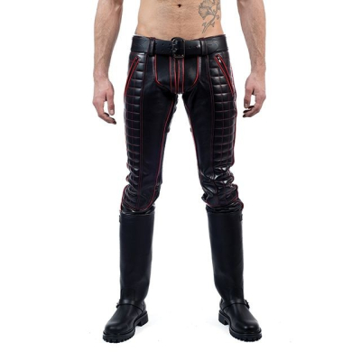 Mister B Leather Indicator Jeans Red Stitching-Piping