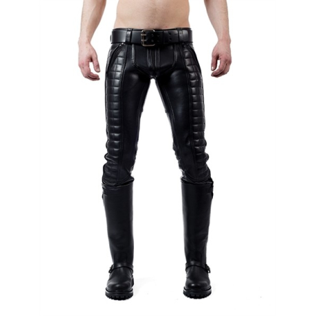 Mister B Leather Indicator Jeans Black Stitching-Piping  - kožené kalhoty