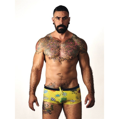Mister B URBAN Tel Aviv Swim Trunks Yellow - pánské boxerkové plavky 