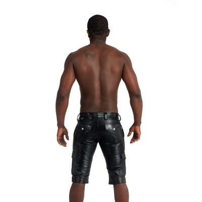 Mister B Leather Cargo Shorts Black - černé kožené šortky
