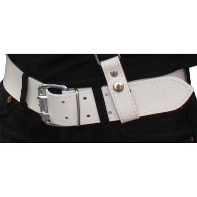 Mister B Leather Belt Stitched White  5 cm