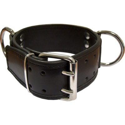 Mister B Leather Slave Collar D-Rings Broad