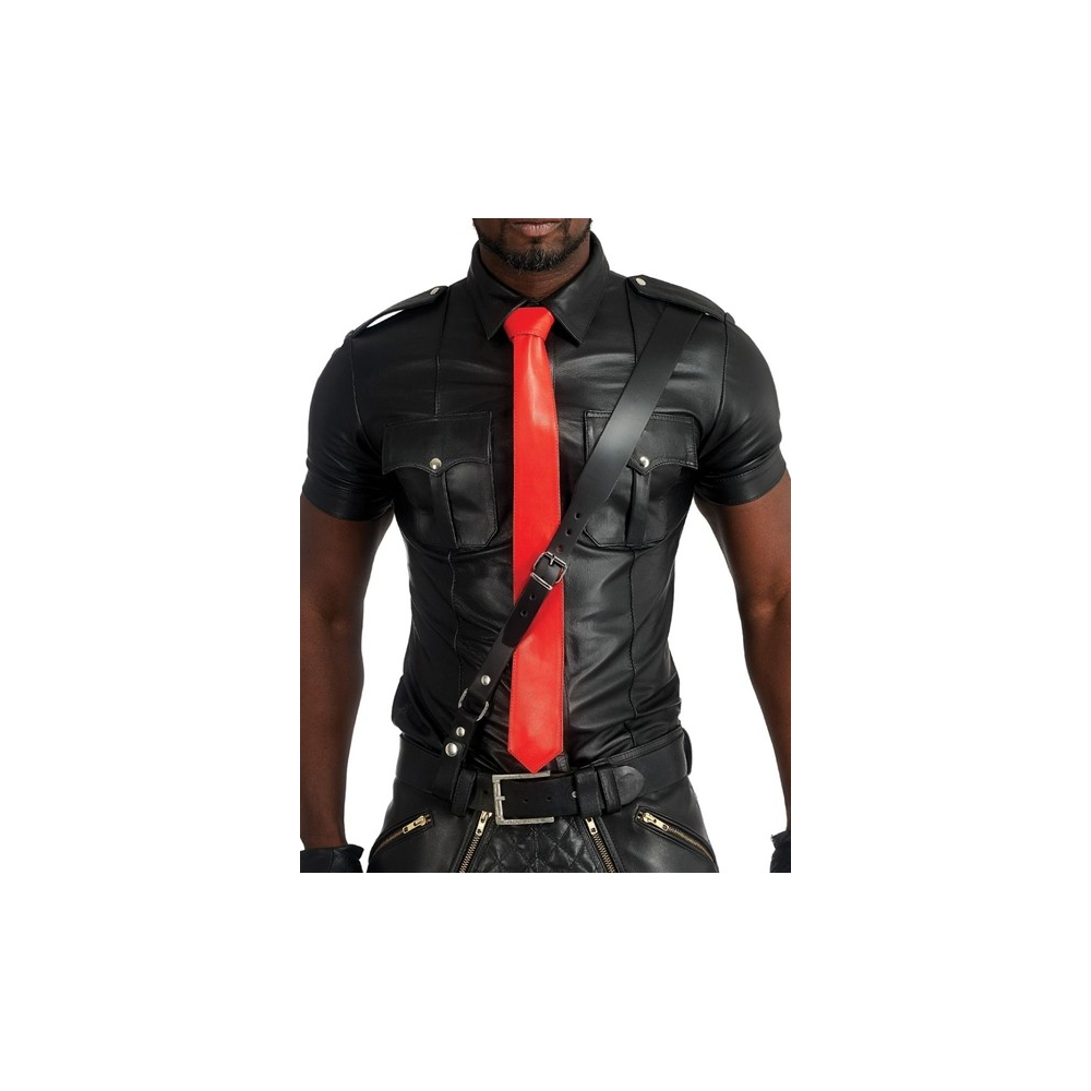 Mister B Leather Tie Stitched Red