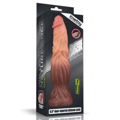 LoveToy 9,5" Dual Layered Platinum Silicone Cock