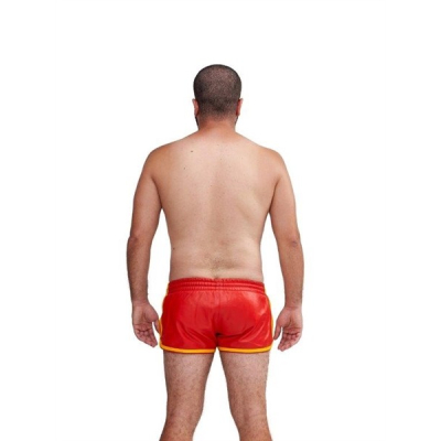 Mister B Leather Circuit Sport Shorts Red Yellow 