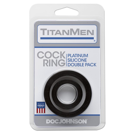 Doc Johnson TitanMen® Silicone C-Rings Double Pack Black