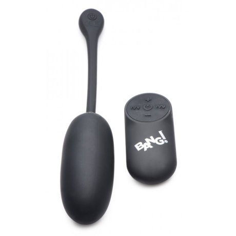 XR Brands BANG! 28X Remote Control Silicone Plush Egg Black- vibrátor
