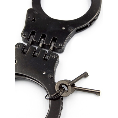 806 Double Lock Cuffs Black - černá kovová pouta