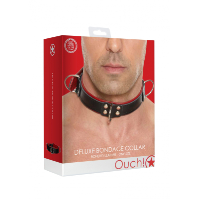 Shots OUCH Deluxe Bondage Collar Red