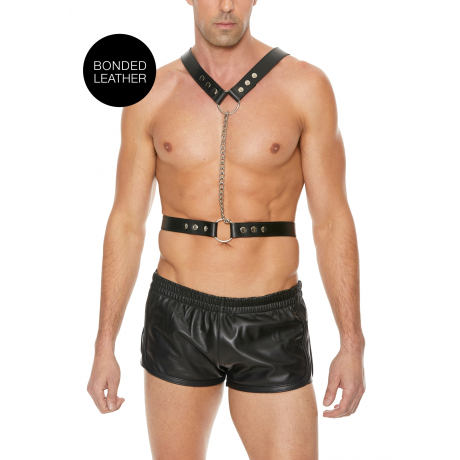 Shots OUCH Twisted Bit Black Leather Harness 