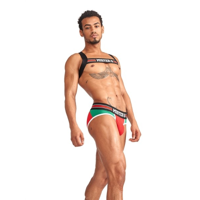 Mister B Urban Club harness X-back Striped Red - elastický postroj