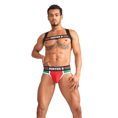 Mister B Urban Club harness X-back Striped Red - elastický postroj