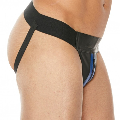 Shots OUCH Striped Front With Zip Jock Black/Blue
