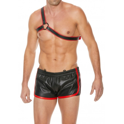 Shots OUCH Gladiator Leather Harness Black/Red