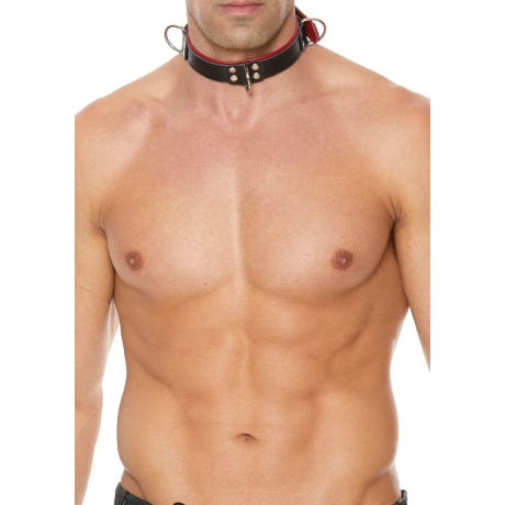 Shots OUCH Deluxe Bondage Collar Black/Red
