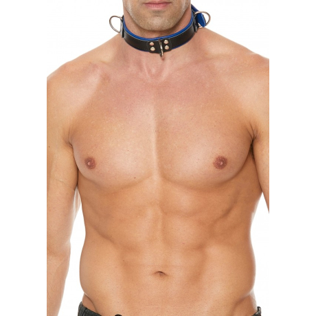 Shots OUCH Deluxe Bondage Collar Black/Blue