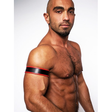 Mister B Leather Biceps Band Black Red