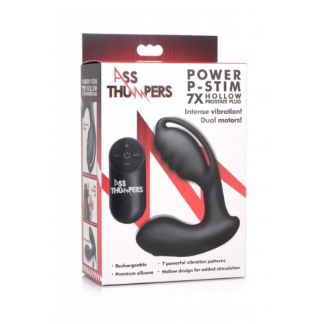 Ass Thumpers Power P-Stim 7X Hollow Silicone Prostate Plug with Remote Control