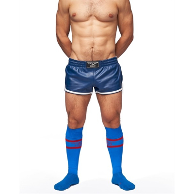 Mister B URBAN Football Socks with Pocket Blue Red - modré ponožky 