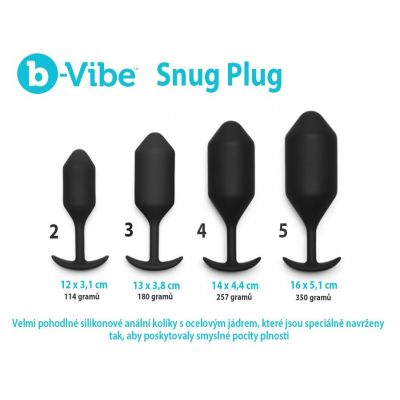 b-Vibe Snug Plug 4 - anální kolík 14 x 4 cm