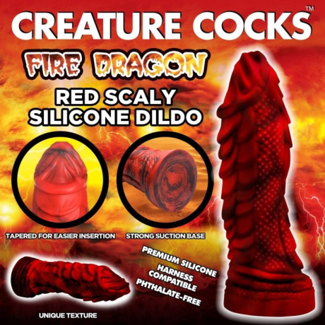 Creature Cocks Fire Dragon Red Scaly Silicone Dildo 21 cm x 6 cm