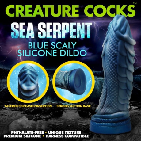 Creature Cocks Sea Serpent Blue Scaly Silicone Dildo 21 x 6 cm