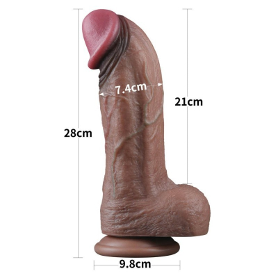 LoveToy 11" Dual Layered Nature Silicone Cock - realistické dildo 28 x 7,4 cm