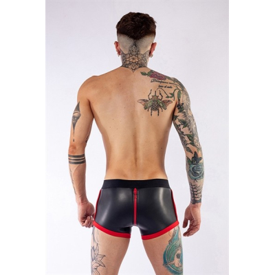 Mister B Neoprene Shorts 3 Way Full Zip Black Red - neoprenové šortky se zipem