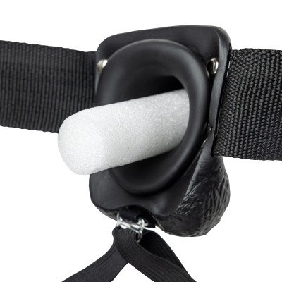 RealRock 9" Hollow Strap-On with Balls Black