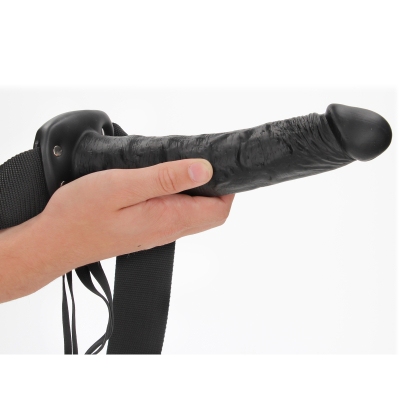 RealRock 10" Hollow Strap-On with Balls Black