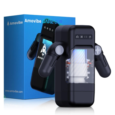 Amovibe Game Cup Thrusting Vibration Masturbator With Heating Black