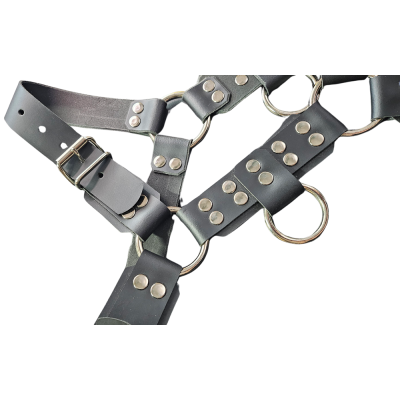 Titan Leather Chest Harness Saddle Leather Black Large - černý kožený hrudní harness