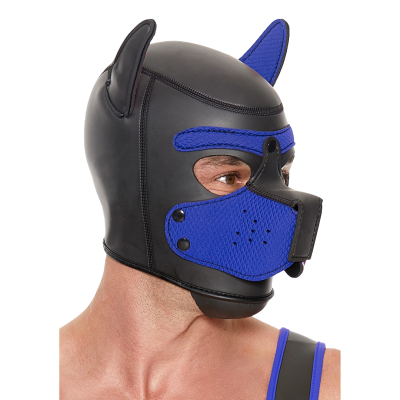 ShotsToys Ouch! Neoprene Puppy Hood Black and Blue - neoprenová psí maska