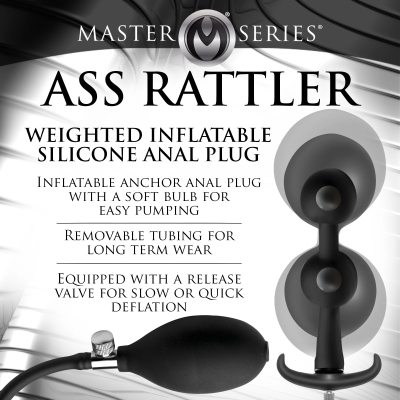 Master Series Ass Rattler Weighted Inflatable Silicone Anal Plug - silikonový nafukovací anální kolík