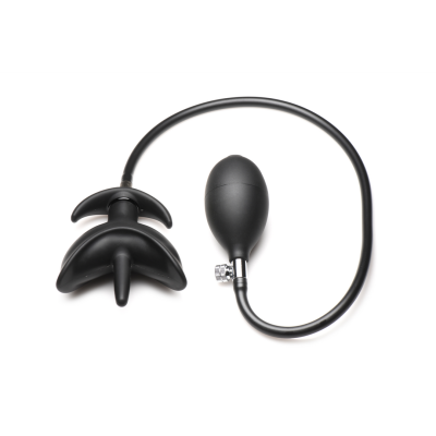 Master Series Ass Bound Anchor Inflatable Silicone Anal Plug Black - silikonový nafukovací anální kolík